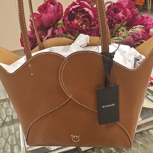 Pinko Heart Tote Grainy Leather Tote - Antique Color NWT - Rare Find